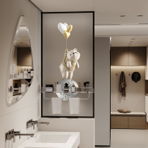 2024 New Half Wall Partition Toilet Washroom Washstand Cream Wind Minima Modern Art Changhong Glass Screen