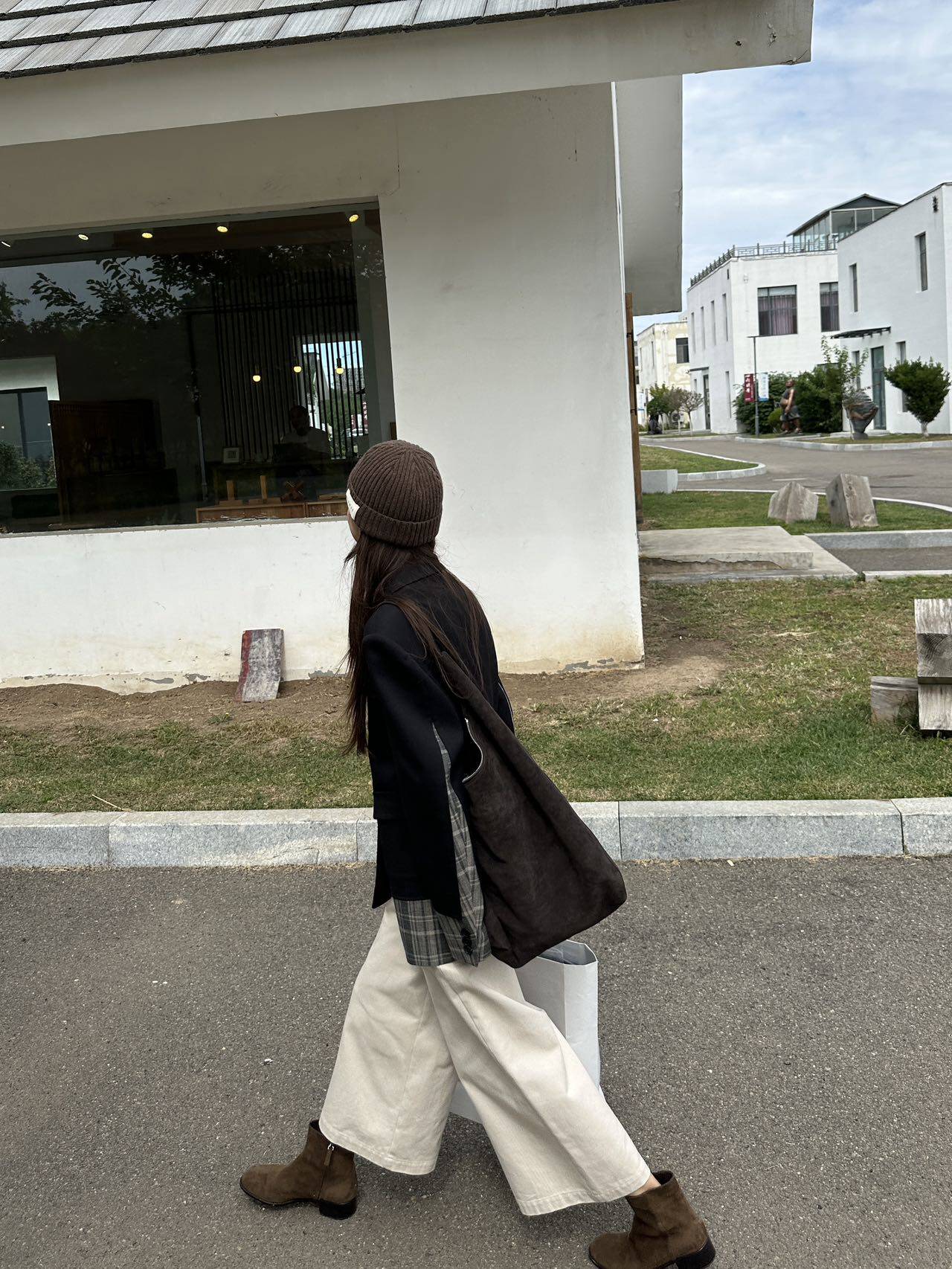 Теперь маткаси CDG девушка плед цвет hit сращивание дизайн смысл пальто костюм 