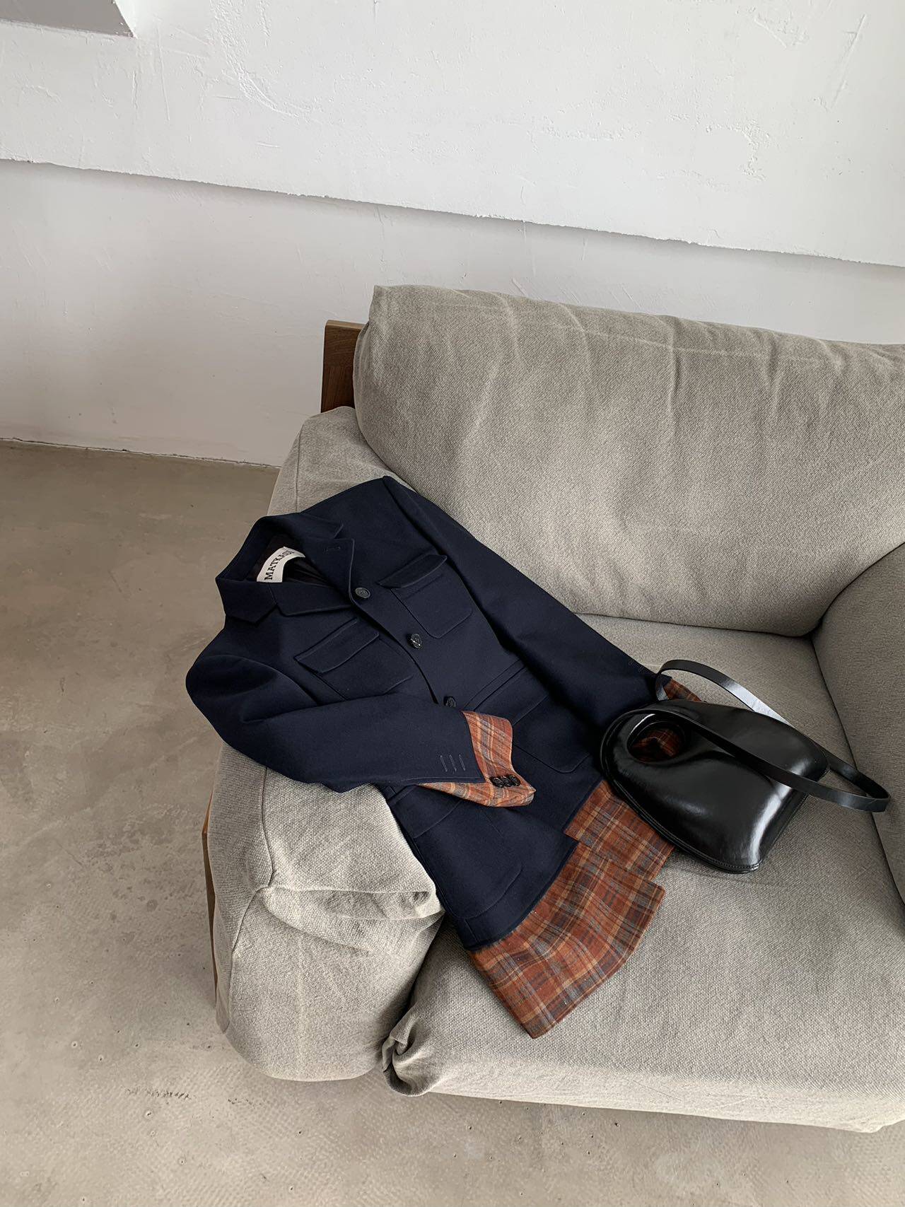 Теперь маткаси CDG девушка плед цвет hit сращивание дизайн смысл пальто костюм 