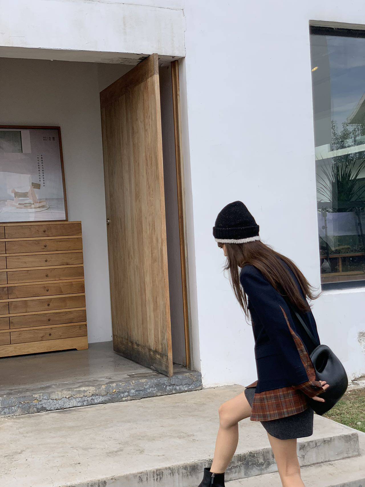 Теперь маткаси CDG девушка плед цвет hit сращивание дизайн смысл пальто костюм 