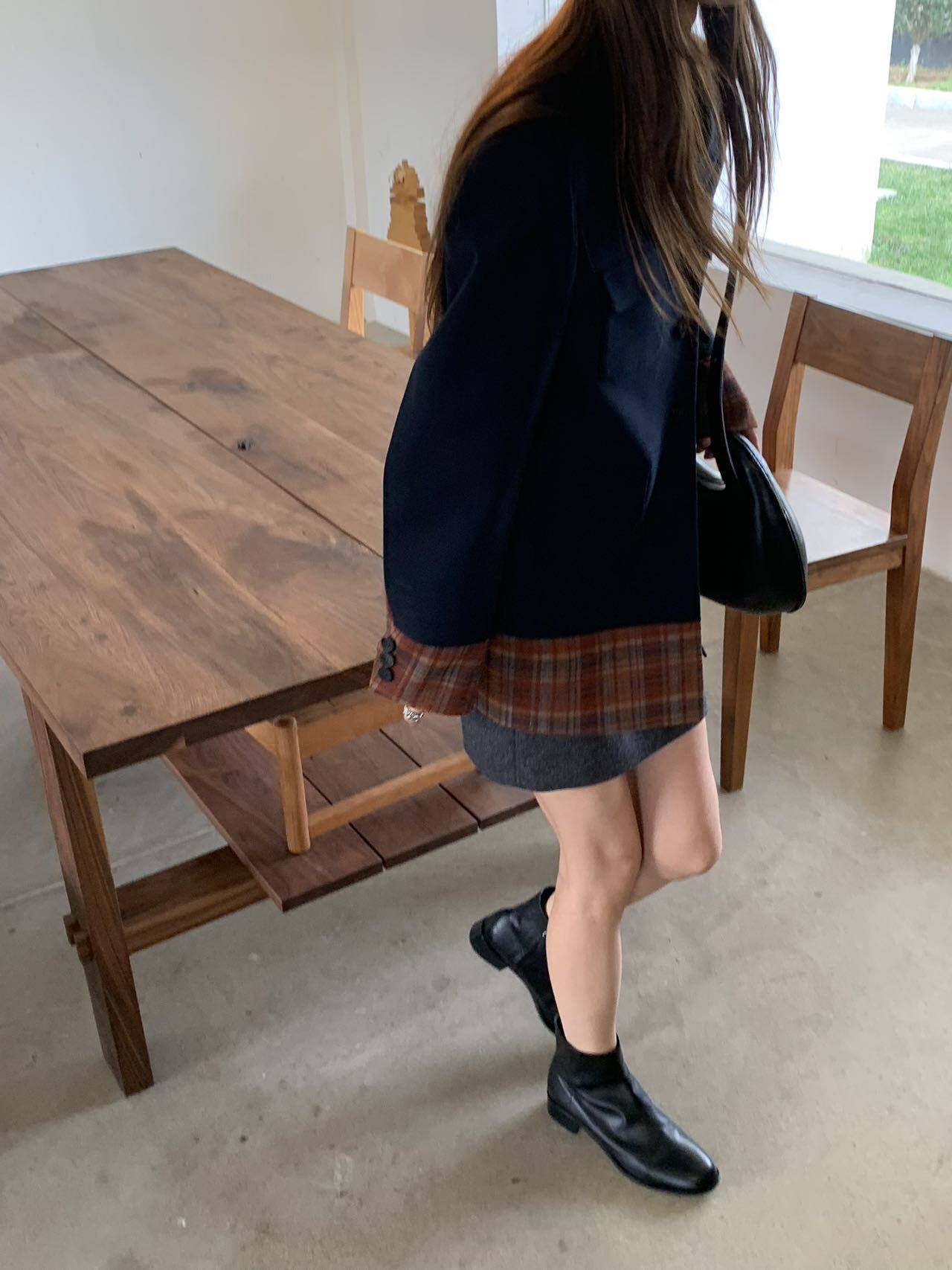 Теперь маткаси CDG девушка плед цвет hit сращивание дизайн смысл пальто костюм 