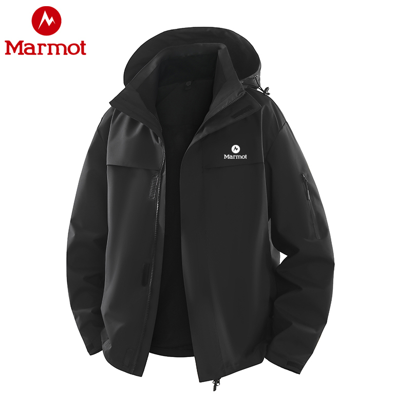 Marmot Groundhog Jacket Men's Autumn and Winter Warm Windproof and Waterproof Hooded Jacket Outdoor Mountaineering Jacket