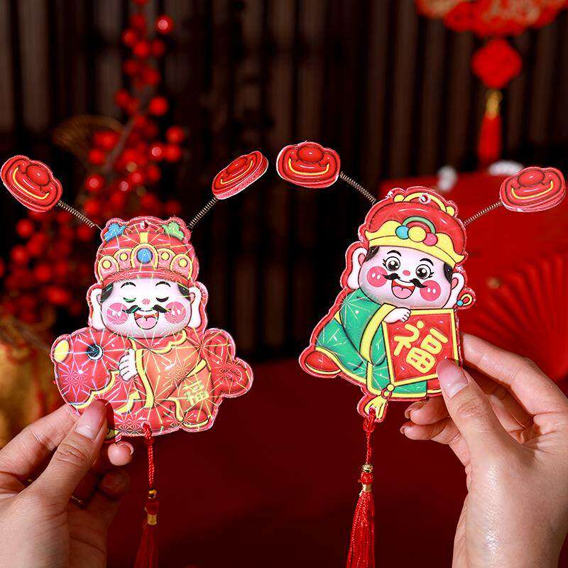 God of Wealth Fridge Magnet 3D Hanging Ornament New Year Festive Creative Gold-Stamped Living Room Decoration Potted Plant Hanging Decoration