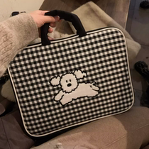 Boiled water checkerboard~Korean cute cartoon portable laptop storage bag 13-inch liner protective sleeve