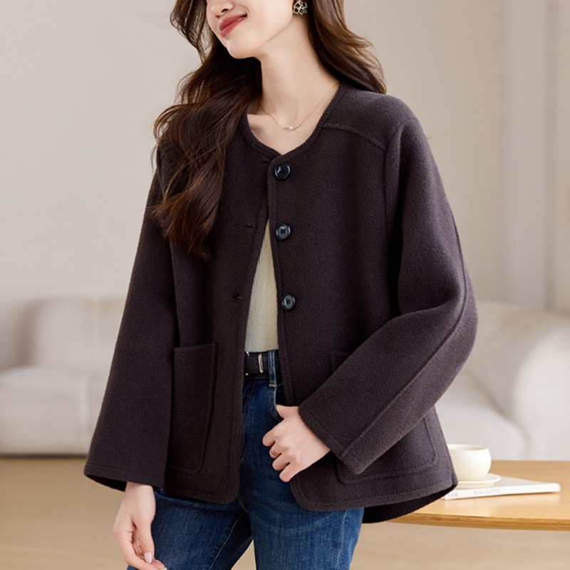 Short Double-Sided Wool Coat for Women, 2026 Autumn and Winter New Style Cardigan Outerwear, 100% Pure Wool Woolen Coat Top