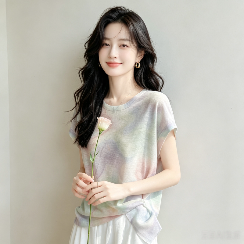 Hangzhou High-End Brand Silk Shirt Women's Short-Sleeved T-Shirt 2026 Summer New Ice Silk Mulberry Silk Top Hangzhou High-End Brand Silk Shirt Women's Short-Sleeved T-Shirt 2026 Summer New Ice Silk Mulberry Silk Top