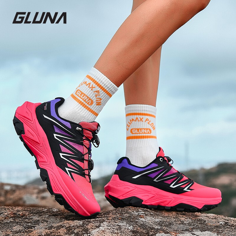 Gluna Summer Trail Running Shoes Mesh Breathable Men's and Women's Hiking Non-Slip Sports Running Shoes