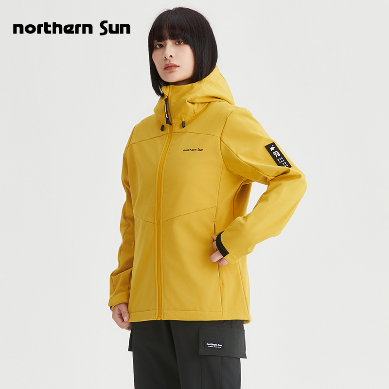 North Mountain Outdoor Soft Shell Jacket for Women, Autumn Waterproof and Windproof Casual Jacket with Fleece Lining for Warmth 3690