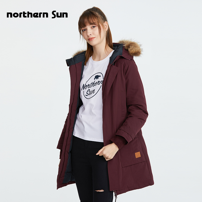 Canada North Mountain Outdoor Leisure Real Fur Collar Women's Self-Heating Goose down Arctic Thick Long down Jacket 7554