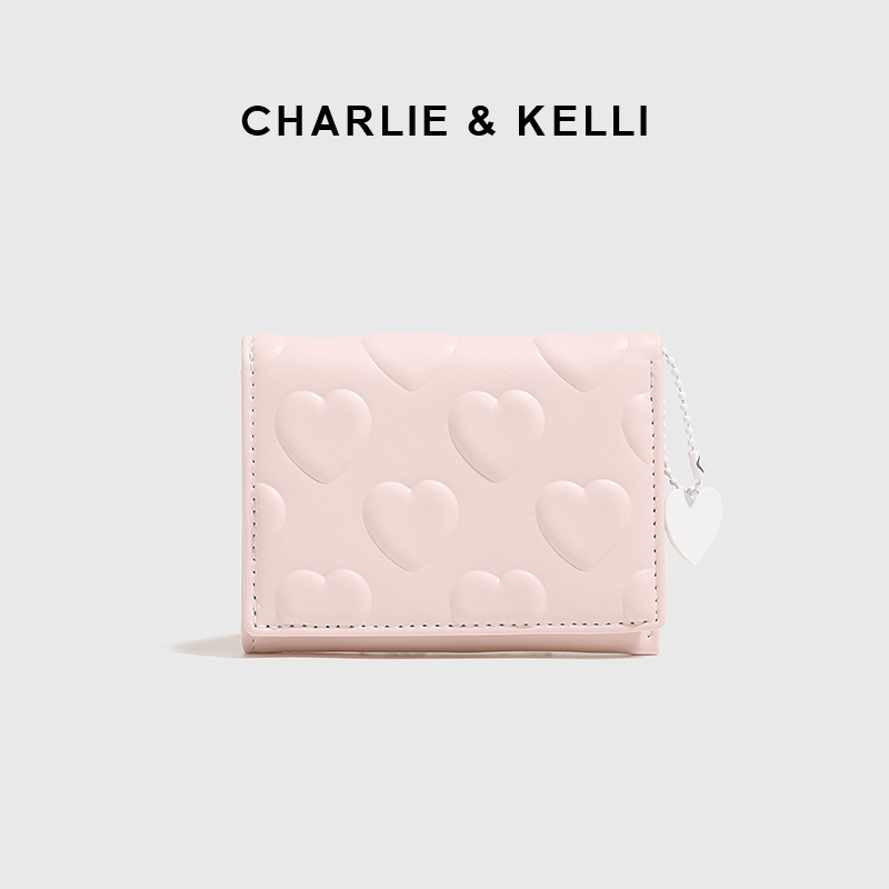 Official Website C&K Flagship Store Women's Short Wallet Compact Pink Integrated Wallet Card Holder Leather Wallet Card Holder Ins Trend