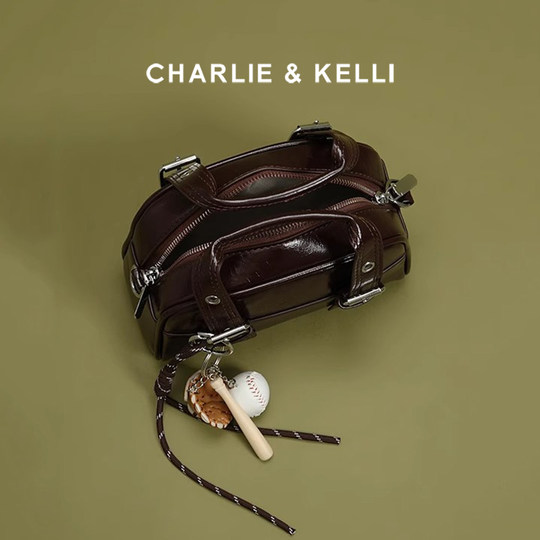CHARLIE&KELLI women's bag 2026 new fashion high-end portable bowling bag commuter shoulder crossbody bag