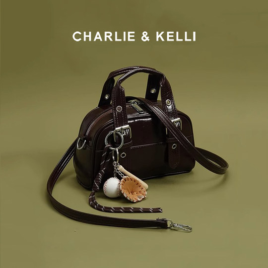 CHARLIE&KELLI women's bag 2026 new fashion high-end portable bowling bag commuter shoulder crossbody bag