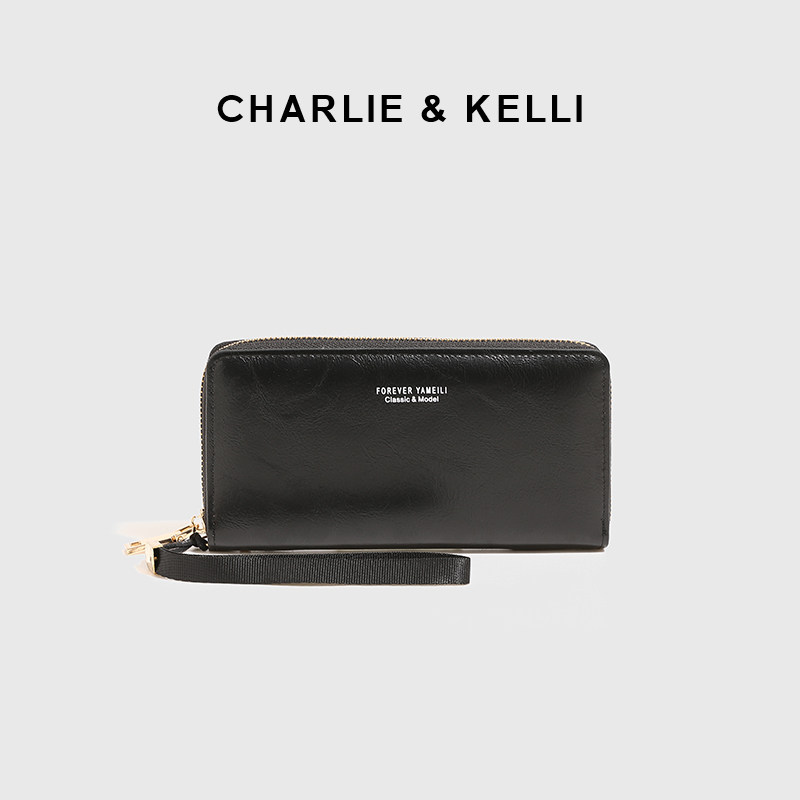 Кошелек для монет CHARLIE&KELLI black fashion long wallet card holder встроенный расширенный многофункциональный держатель для карт ins Изображение 1