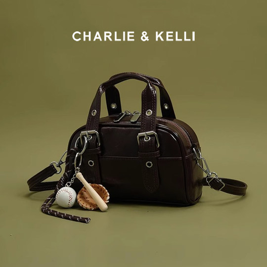 CHARLIE&KELLI women's bag 2026 new fashion high-end portable bowling bag commuter shoulder crossbody bag