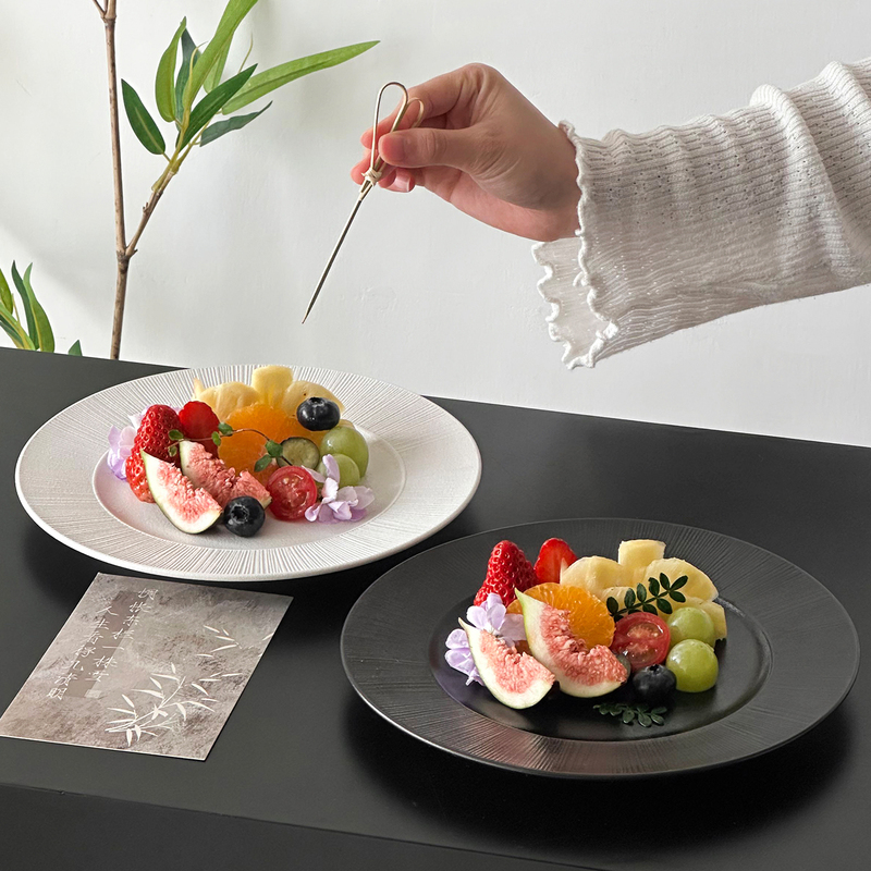 Simple Solid Color Ceramic Plate with a High-End Feel, Exquisite Fruit Plate, Afternoon Tea Dessert Plate, Cake Plate, Unique and Beautiful Plate