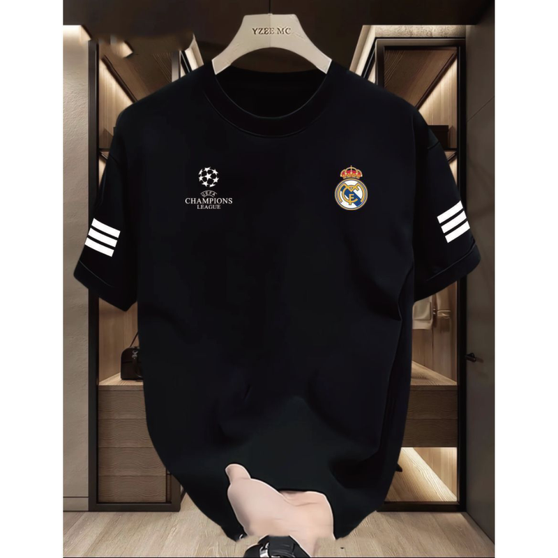 2324 Champions League Real Madrid Quick-Drying Short-Sleeved Football Training Uniform Breathable T-Shirt Sweat-Wicking Loose Sports Running Couple Shirt