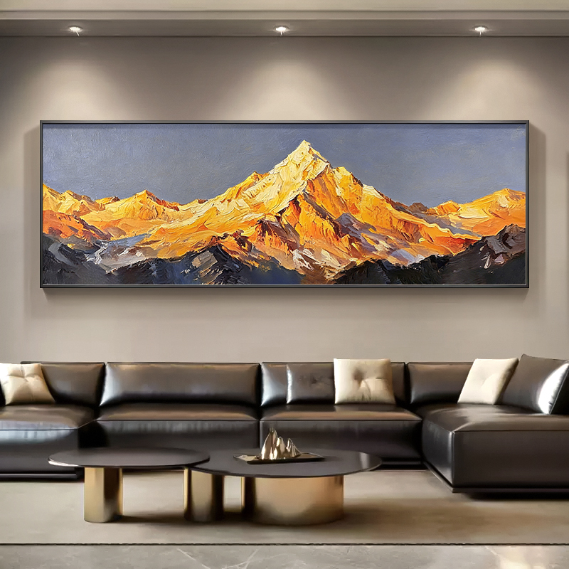 Sunshine Golden Hill Hanging Painting, Hand-Painted Oil Painting from Dafen Village, Light Luxury Living Room Sofa Background Wall Decorative Painting, Office Mural