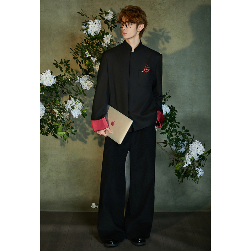 Jiechi'Fei Mo Dan Qing' New Chinese Style Casual Loose Suit Jacket for Men with a Sense of Design Jiechi'Fei Mo Dan Qing' New Chinese Style Casual Loose Suit Jacket for Men with a Sense of Design