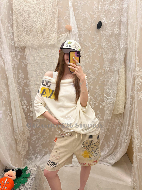 Now~Yy Korean Niche Flutter Collar 26 Summer New Style Striped Letter Stacked Collar T-Shirt