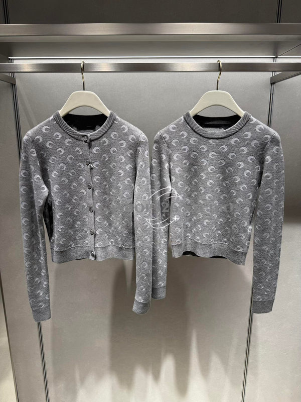 Now~ Full Moon Jacquard Pattern Round Neck Long-Sleeved Cardigan Women's Slim-Fit Knit Sweater Coat 25 Winter New Style