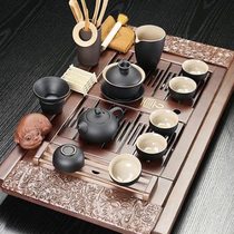 High-end Zhiqin tea tray complete tea set simple purple sand Kung Fu tea set household simple stainless steel drawer