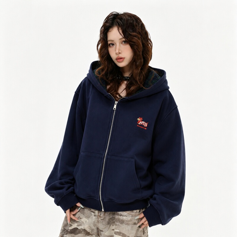 Plus-Size Hooded Sweatshirt for Women, Autumn 2026 New Fashion Trendy Loose Slimming Jacket