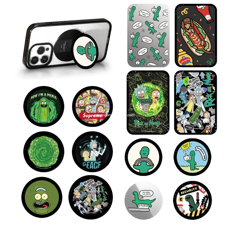Rick and Morty Magnetic Phone Holder Magsafe Foldable Telescopic Desktop Support Little Dinosaur Rick Morty