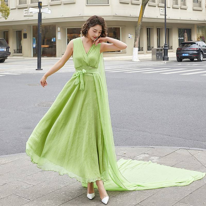  130 length (recommended height 165-169)+Jinci wrinkle tender green shawl (excluding skirt)   + $4.95 