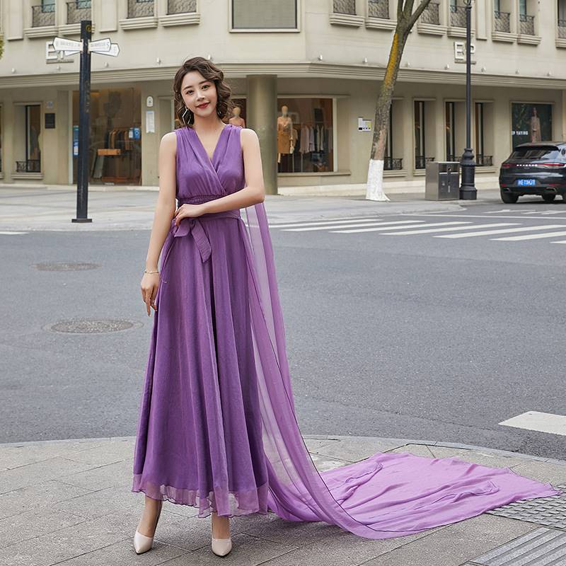  135 long (It is recommended to be above 170 or more)+Jinci wrinkled purple shawl (excluding skirts)   + $4.95 