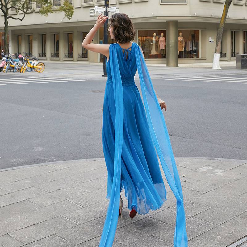  130 length (recommended height 165-169)+Jinsi wrinkled lake blue floating belt (excluding skirts)   + $2.20 