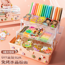 Children and girls painting diy paint-free glue painting epoxy painting princess painting concave and convex painting three-dimensional filling pendant 3