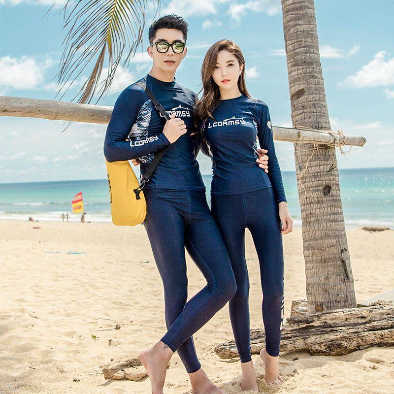 2023 New Swimsuit Men And Women Lovers Sports Outdoor Tennis Red Speed Dry Body Sunscreen Long Sleeve Split Surfing Swimsuit-Taobao