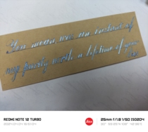 Handwritten custom English calligraphy card bookmark wedding book