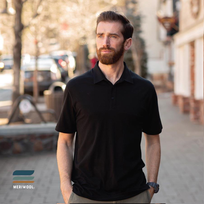 Gray Shell Outdoor Men's Summer Merino Wool Quick-Drying Polo Shirt Merino Sports Business Casual Short-Sleeved T-Shirt
