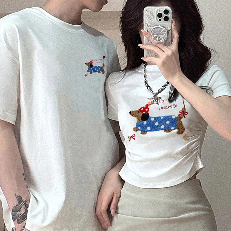 Unique Couple Outfits, Summer Wear, High-End T-Shirts, 2026 New Design, One Long and One Short, Dachshund Short-Sleeve