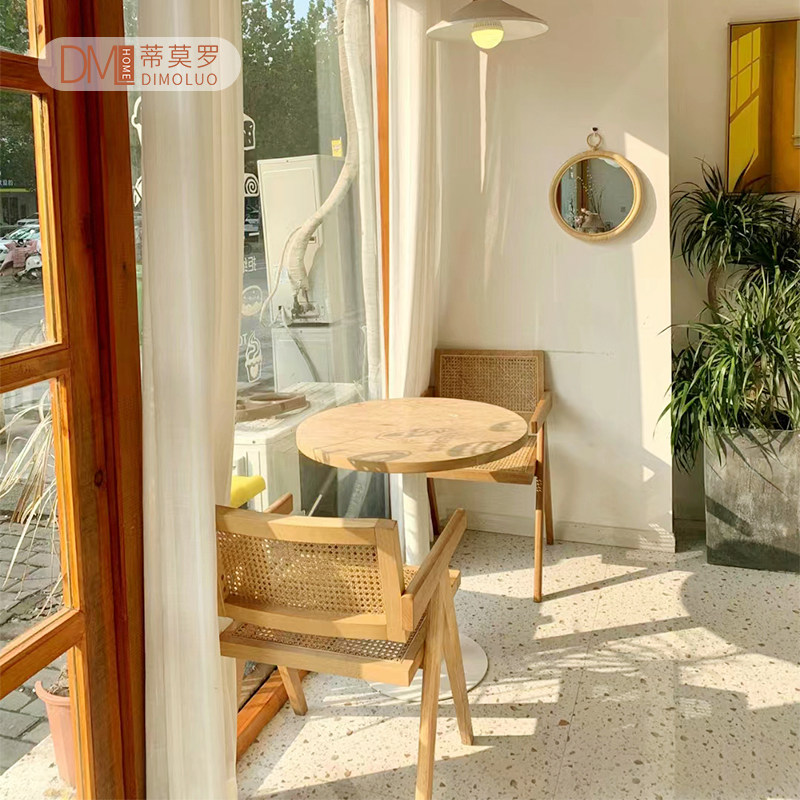Nordic Net Red Cafe Dining Room Table Sweet Milk Tea Shop Casual Table And Chairs Combined Baking Shop Day Style Small Round Table Commercial-Taobao