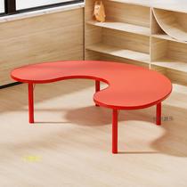 Kindergarten tables and chairs childrens moon table early education training class painting study table lift multi-person crescent table manufacturer
