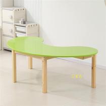 Kindergarten solid wood moon table childrens study table early education reading desk and chair set baby painting board game manufacturer