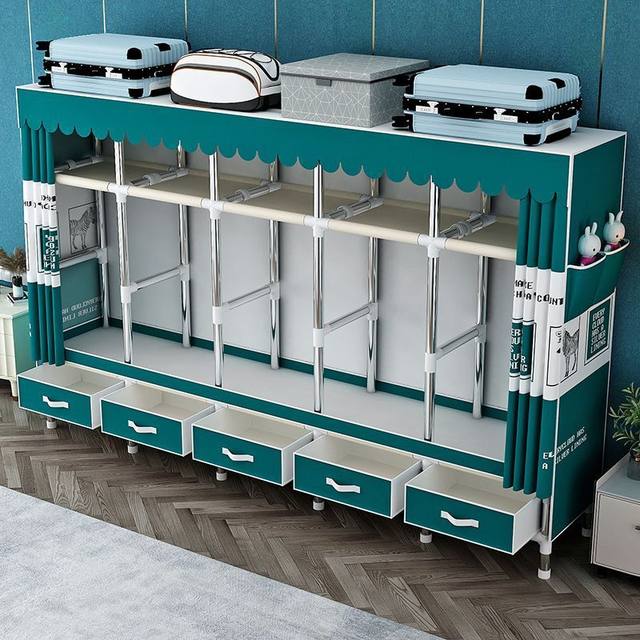 Simple Wardrobe Modern Minimalist Fabric Wardrobe with Reinforced Steel Pipes, Economical Storage Hanging Wardrobe for Rental Housing