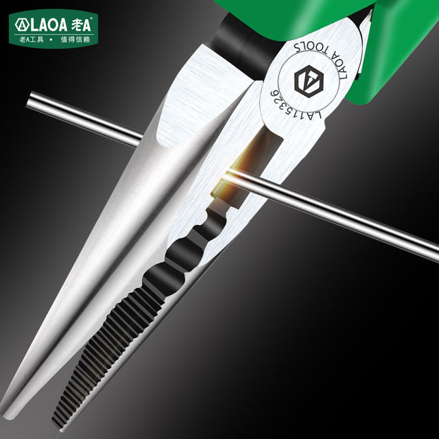 Old A chrome vanadium steel multifunctional needle nose pliers 6-inch fishing pliers labor-saving tip tip crust electrician needle nose pliers