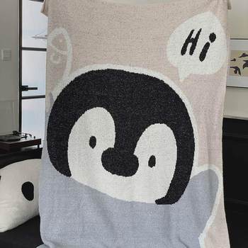 Soft and glutinous ins fashionable multifunctional knitted half-edged fleece blanket cute cartoon casual sofa fleece blanket shawl cover blanket