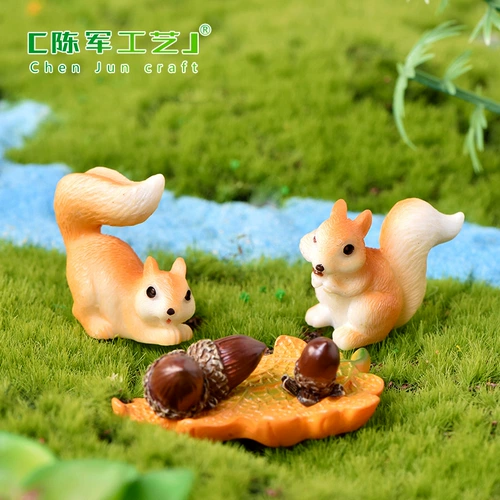 Образцы могут быть обработаны микро-пейзаж сочные украшения сада милый белка орех сосновая шишка дом кленовый лист смола