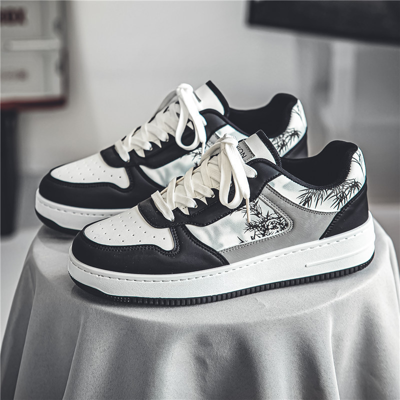 Men's Shoes with Ink Painting Design, 2025 Spring New Versatile Men's Breathable Casual Sports Shoes, Leather Shoes, White Shoes Men's Shoes with Ink Painting Design, 2025 Spring New Versatile Men's Breathable Casual Sports Shoes, Leather Shoes, White Shoes
