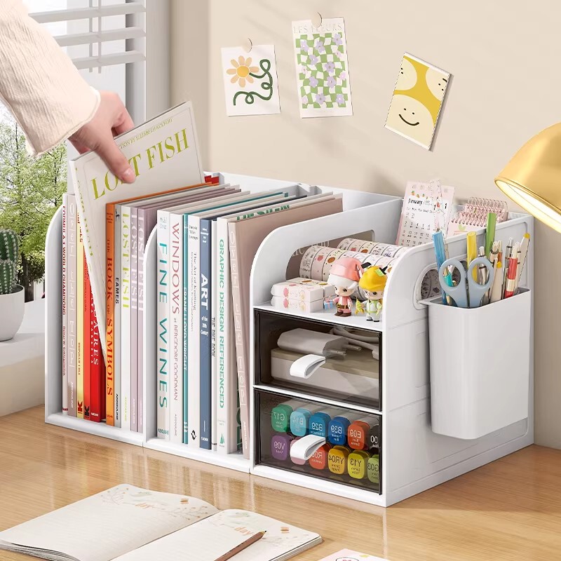 Japanese Selection of Desktop Bookshelves, Student Storage and Organization Racks, Office Desk File Book Stand Storage Boxes