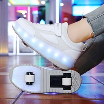 Teenage student roller skating deformation shoes for boys removable invisible childrens double-wheeled heelys shoes for girls with light charging