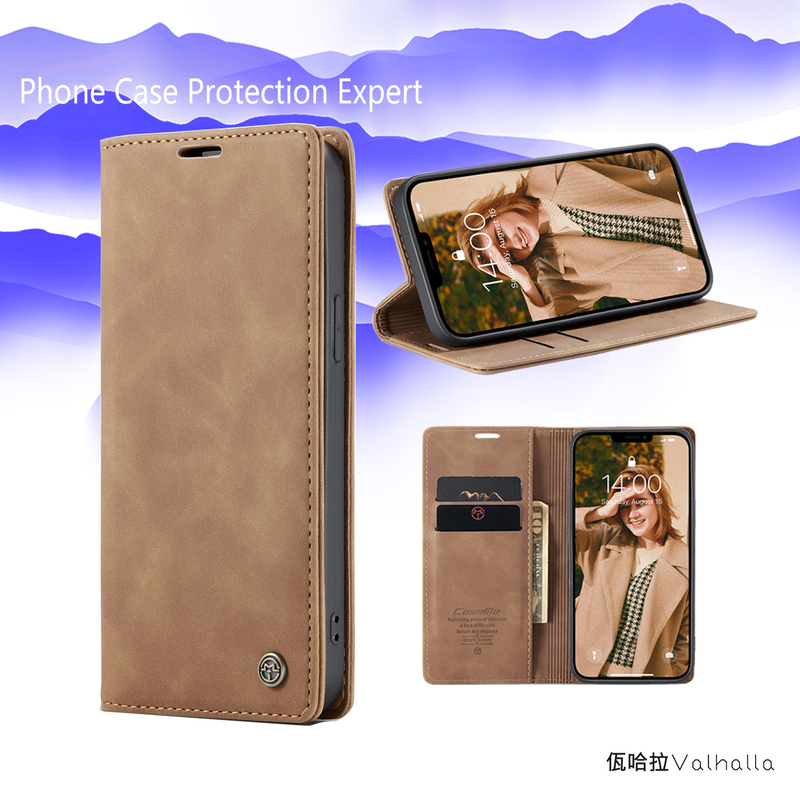 European and American Flip-Style Card Holder Case Suitable for Apple iPhone 17 Protective Case, 17 Pro Max Anti-Drop Protective Case, 14/15/16 Business Phone Leather Case, 11/12/13 Card Slot Case, 14 Plus Protective Case