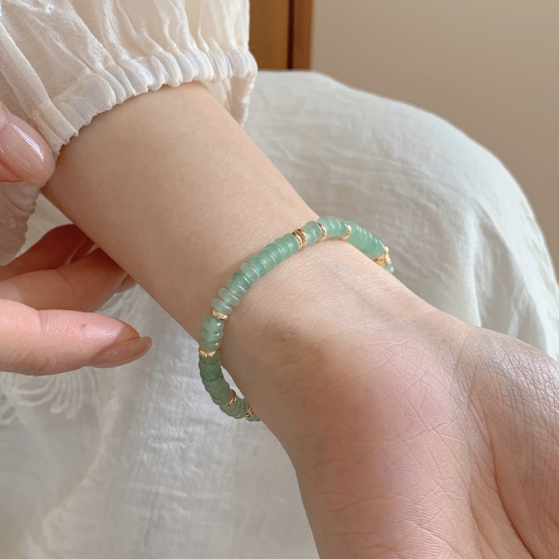 Spring Order Aventurine Abacus Beads Bracelet Green Enhances Fairness New Chinese Style Natural Crystal High-End Vintage