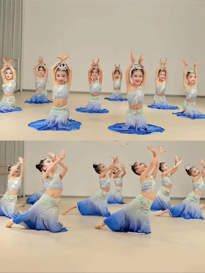 New Dai Ethnic Dance Costume for Children, Performance Outfit for Mengbala Naxi, Peacock Dance, Girls' Hip-Hugging Fishtail Dress