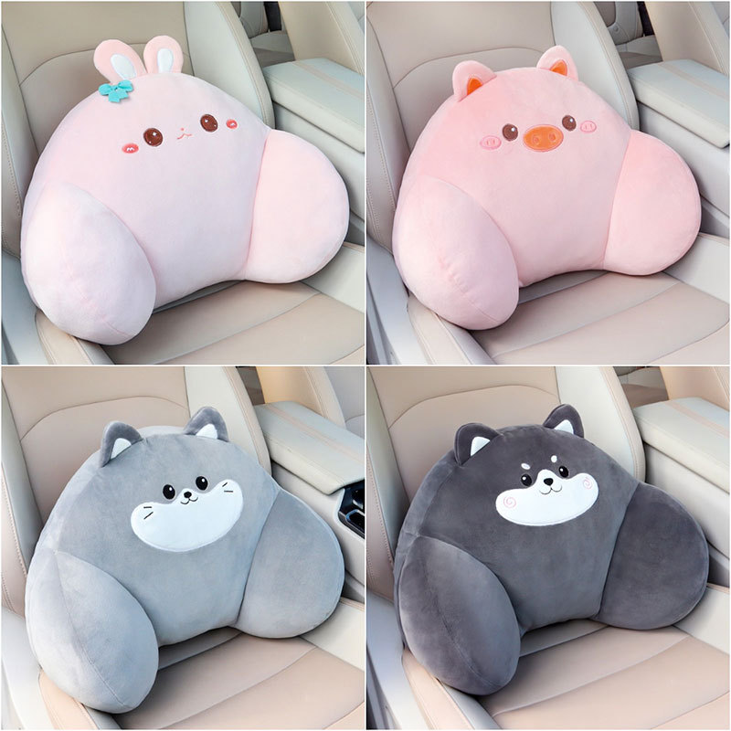 Car Lumbar Support, Driver's Seat Back Cushion, Car-Mounted Headrest Pair, Special for Female Drivers, Driving Waist Protection Tool