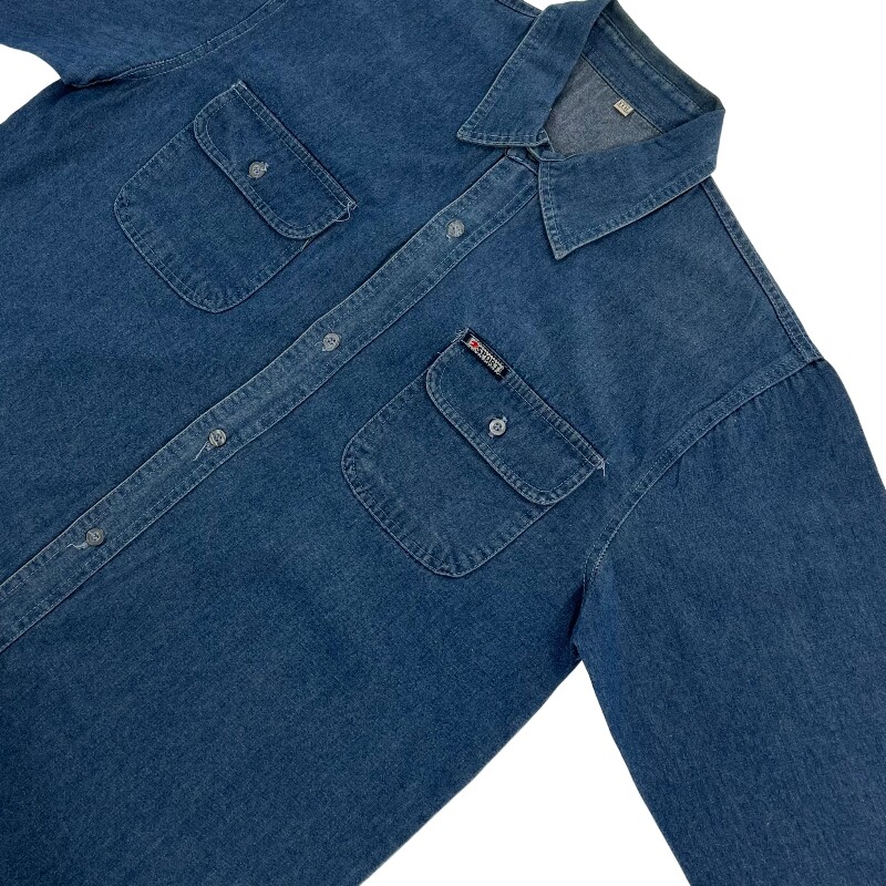 Джинсовая рубашка vintage古着美式复古阿美咔叽水洗做旧长袖日系牛仔衬衫男女n2